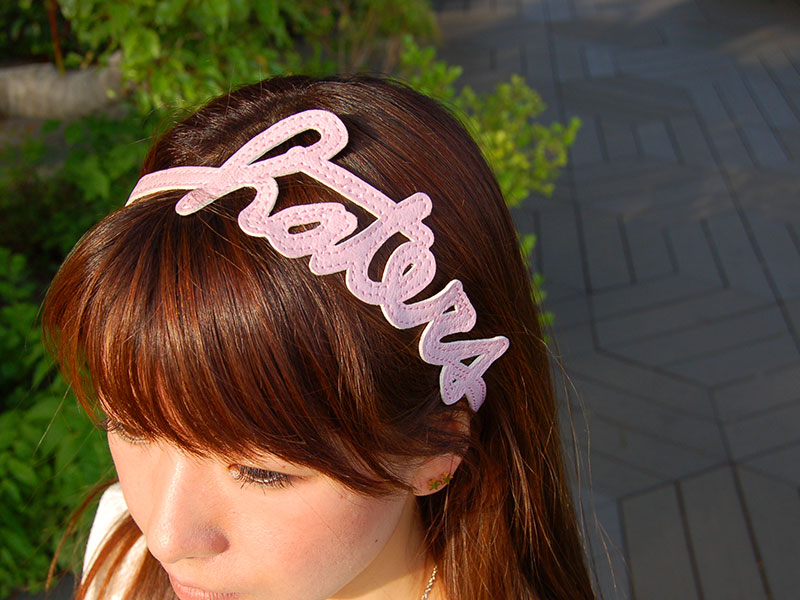Haters Hairband Pink on Model